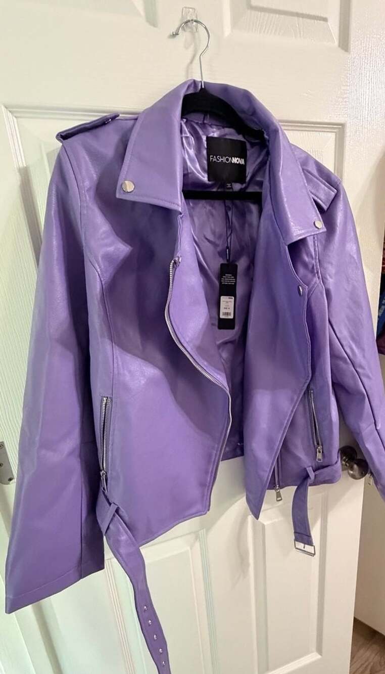 Fashion Nova Araxie Vegan Leather Jacket Size 1X Purple